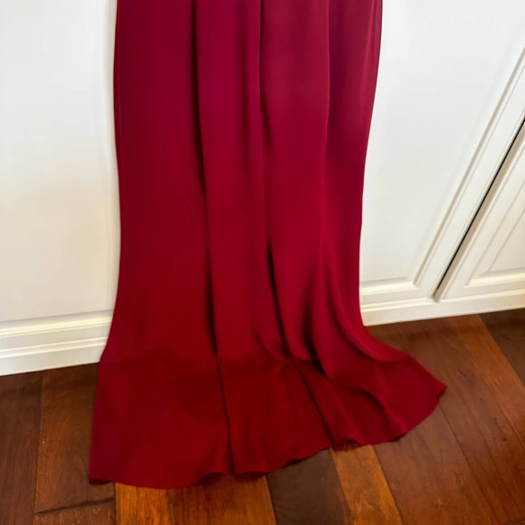 Jenny Packham Womens Burgundy Wine Colored Bridesmaid Formal Cowl Neck Maxi Gown - Picture 6 of 11